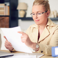 woman looking at E-statement